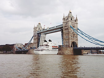 Tower Bridge London with Cruise Ship Passing Through