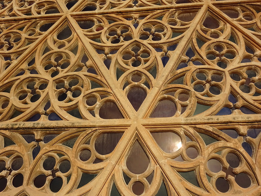 Gothic stone tracery detail of Palma Cathedral window