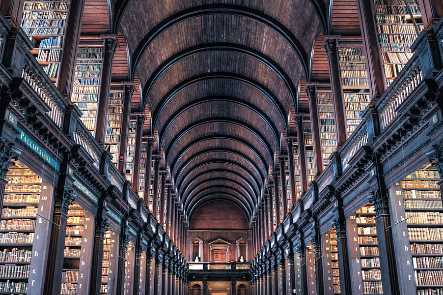 Grand Arched Hallway of Trinity College Library Dublin