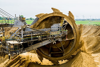 Massive Bucket Wheel Excavator Mining Brown Coal
