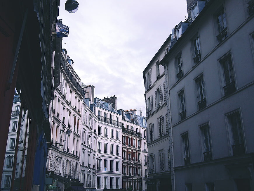 Low angle view of Parisian Haussmann architecture
