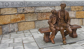 Bronze Statue of Abraham Lincoln and Boy on Bench