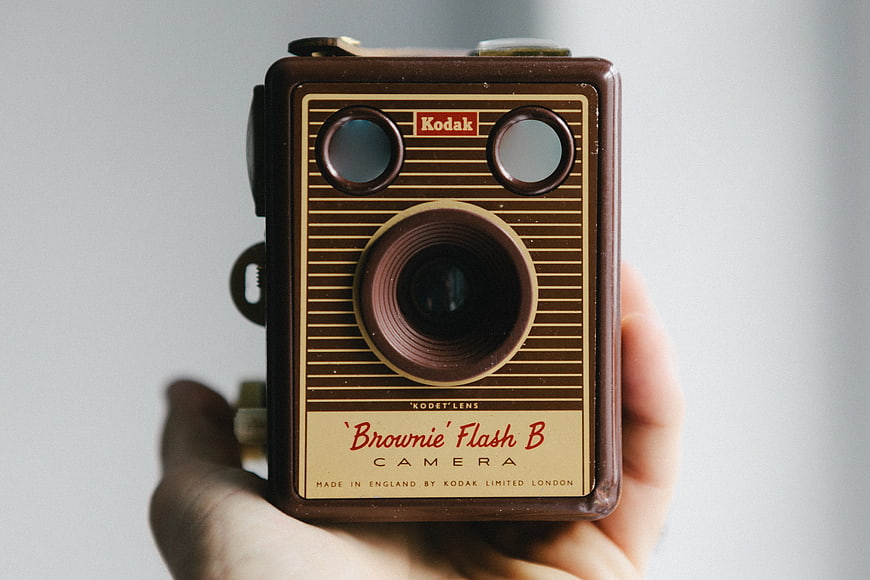 Vintage Kodak Brownie Flash B Camera in Hand