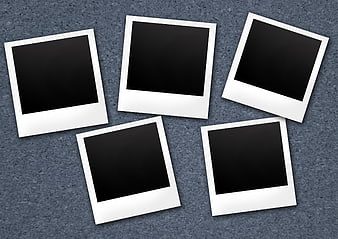 Blank Polaroid Photos on Textured Blue Background