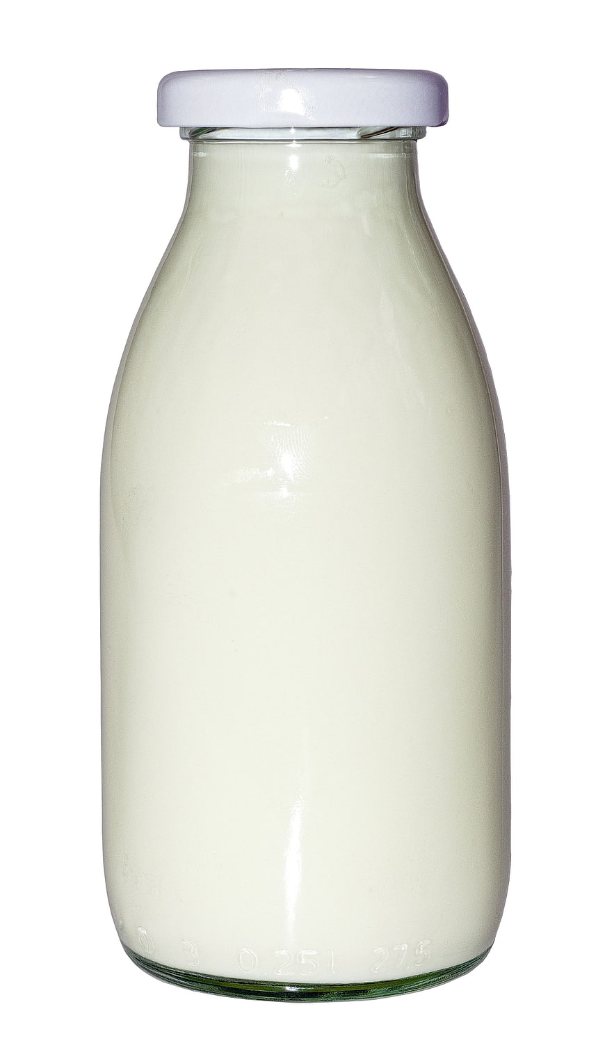 Glass Bottle of Fresh Milk Isolated on White Background