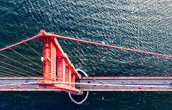 Aerial View of Golden Gate Bridge Over Blue Ocean Water