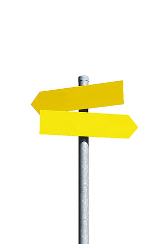 Yellow Directional Signpost on White Background