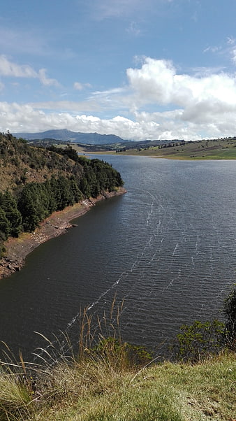 Scenic View of Sisga Dam and Reservoir in Chile