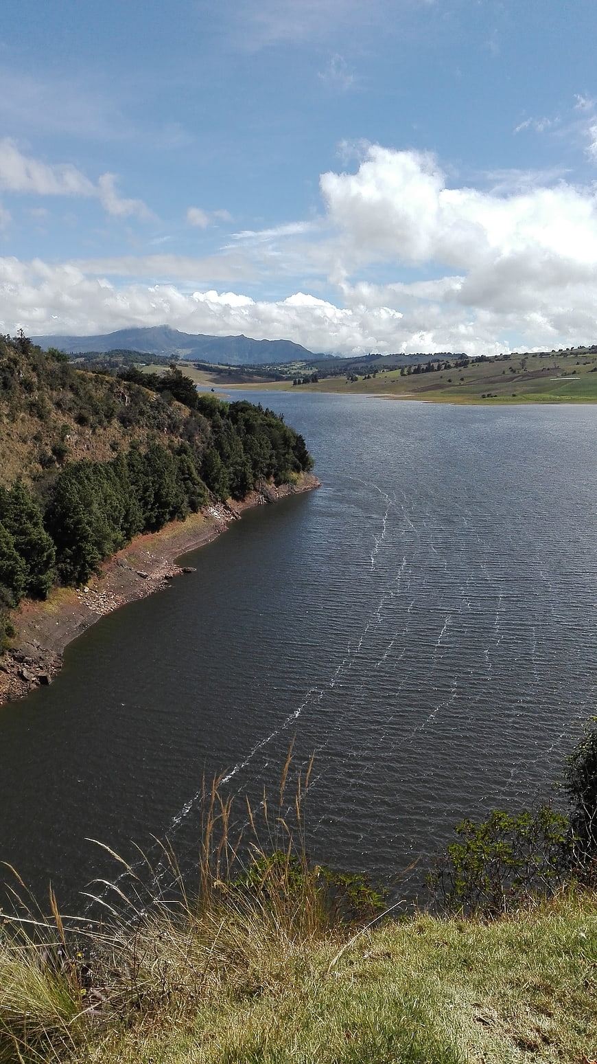 Scenic View of Sisga Dam and Reservoir in Chile