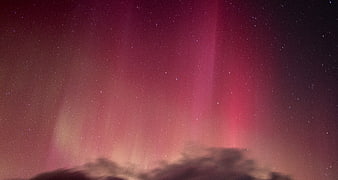 Vibrant Pink Aurora Borealis Over Starry Night Sky