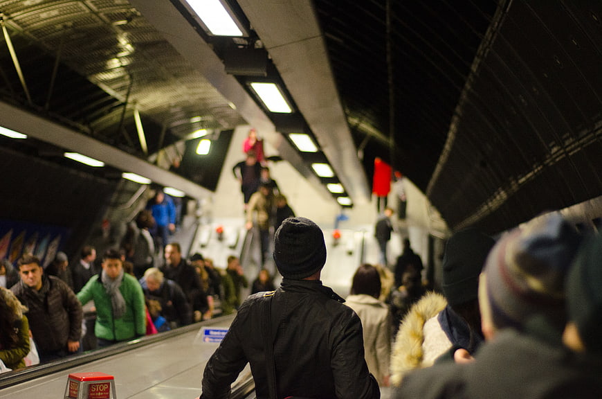 Crowded London Underground Station Rush Hour Commuters