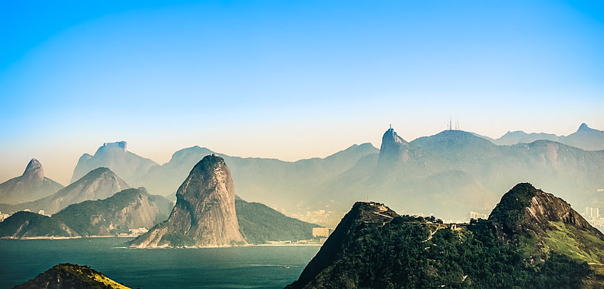 Panoramic View of Rio de Janeiro Mountains and Sugarloaf Mountain