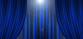 Blue Stage Curtains with Spotlight Background