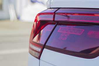 Close-up of modern car taillight with red LED details