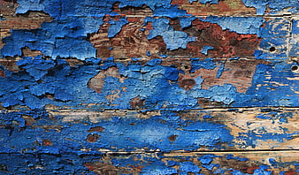 Weathered Blue Peeling Paint on Old Wood Texture