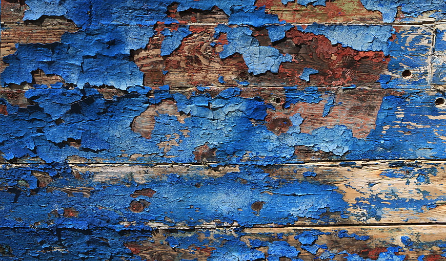 Weathered Blue Peeling Paint on Old Wood Texture
