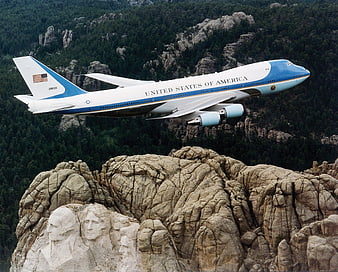 Air Force One Flying Over Mount Rushmore National Memorial