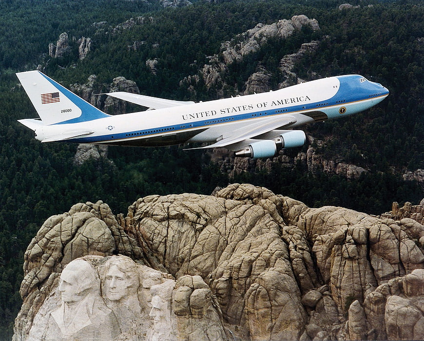 Air Force One Flying Over Mount Rushmore National Memorial