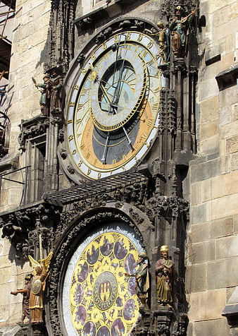 Prague Astronomical Clock Detail on Old Town Hall Tower