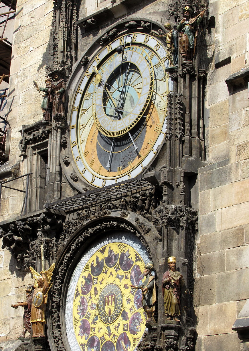 Prague Astronomical Clock Detail on Old Town Hall Tower
