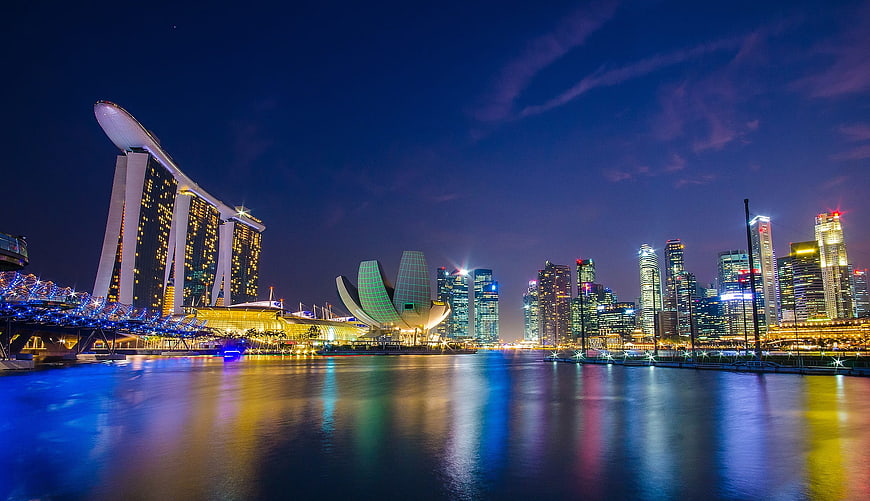 Singapore Marina Bay Sands and Skyline at Night