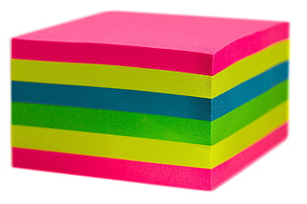 Stack of colorful sticky notes isolated on white background