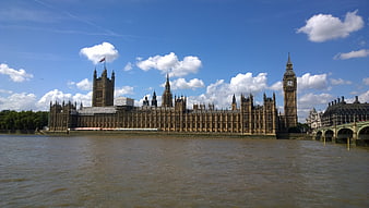 Houses of Parliament and Big Ben Viewed Across the River Thames in London