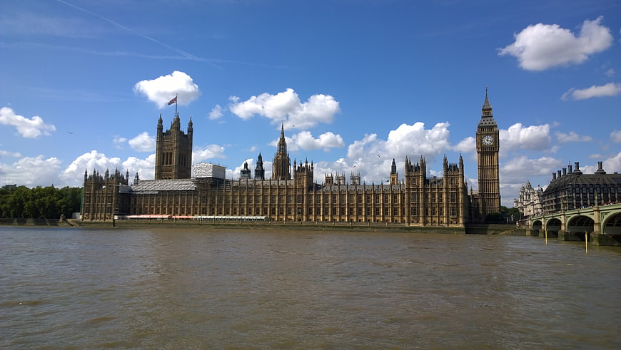 Houses of Parliament and Big Ben Viewed Across the River Thames in London