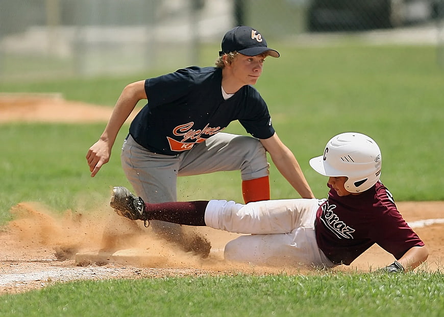 Youth Baseball Slide Action Shot