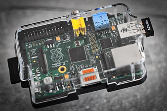 Raspberry Pi Single Board Computer in Clear Case