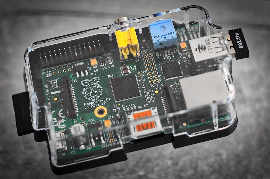 Raspberry Pi Single Board Computer in Clear Case