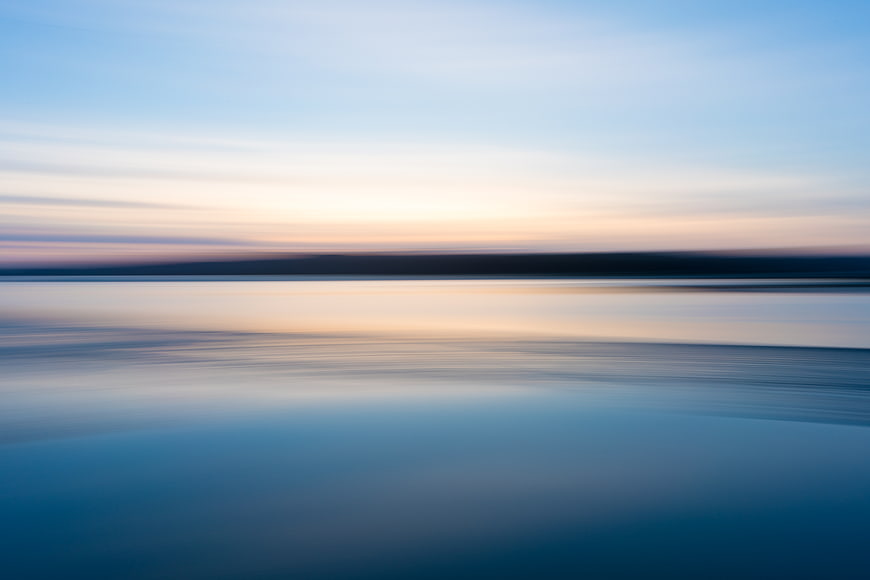 Abstract Long Exposure Sunset Over Calm Water