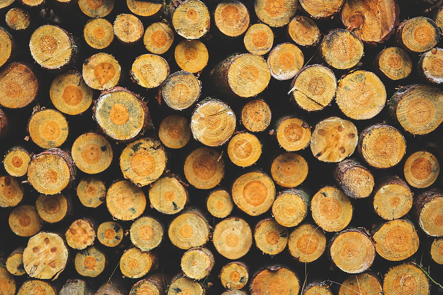 Top View of Stacked Firewood Logs Pattern