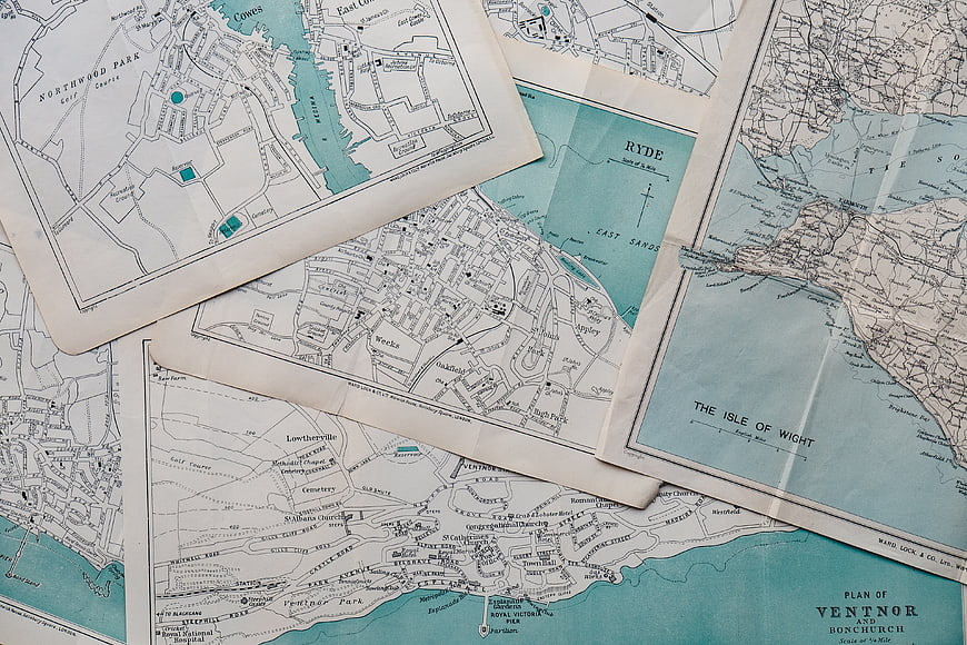 Vintage maps of Isle of Wight and Ventnor