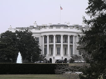 The White House South Portico Viewed Through Trees