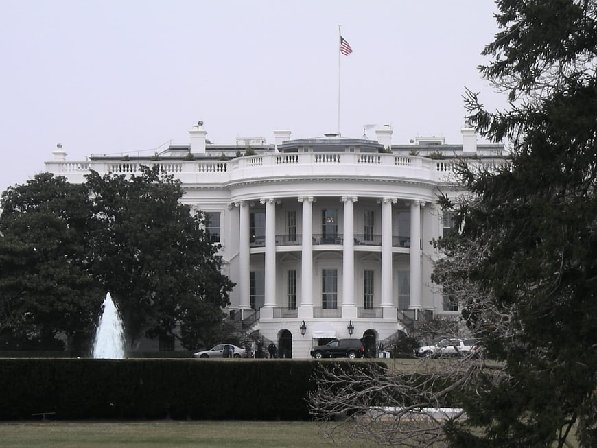 The White House South Portico Viewed Through Trees