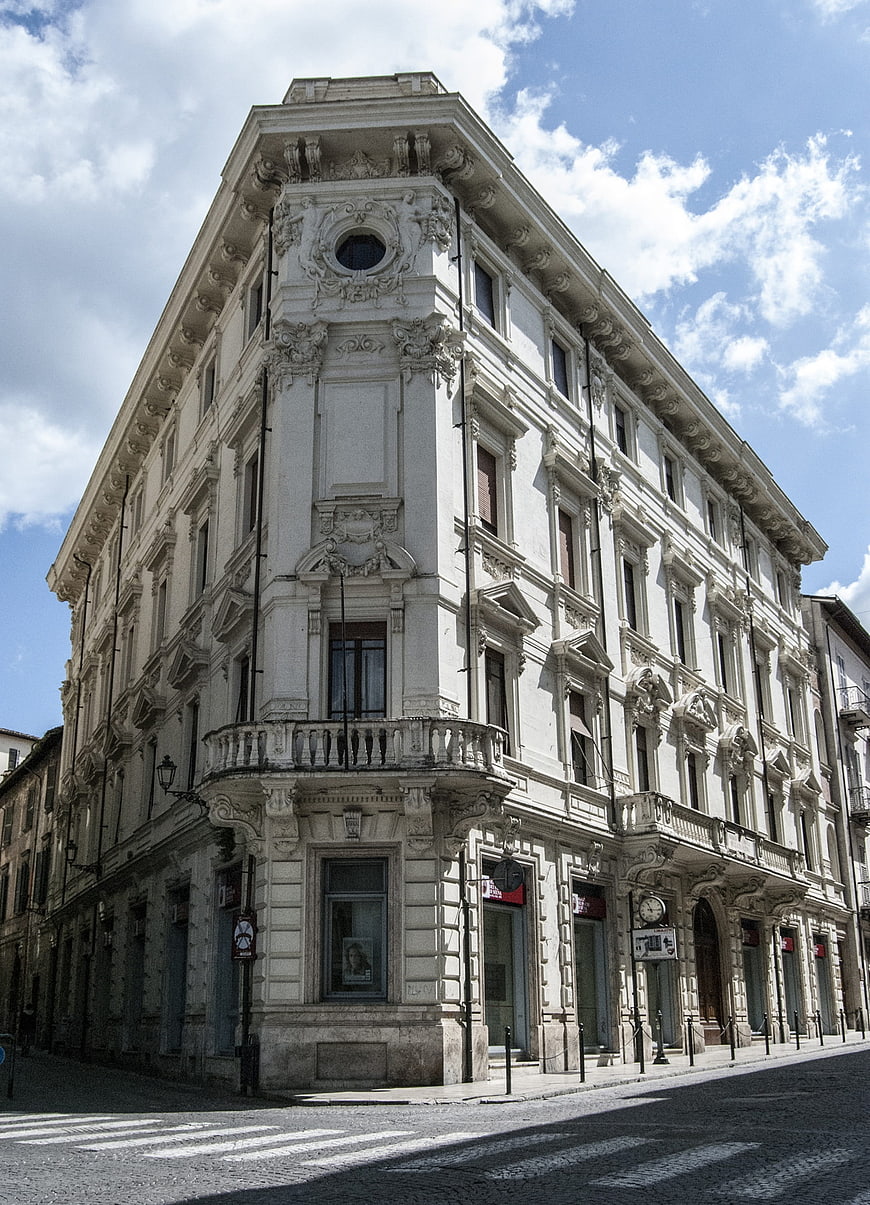 Low angle view of ornate historic European building facade
