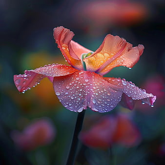 Close-up of Pink Tulip with Water Droplets