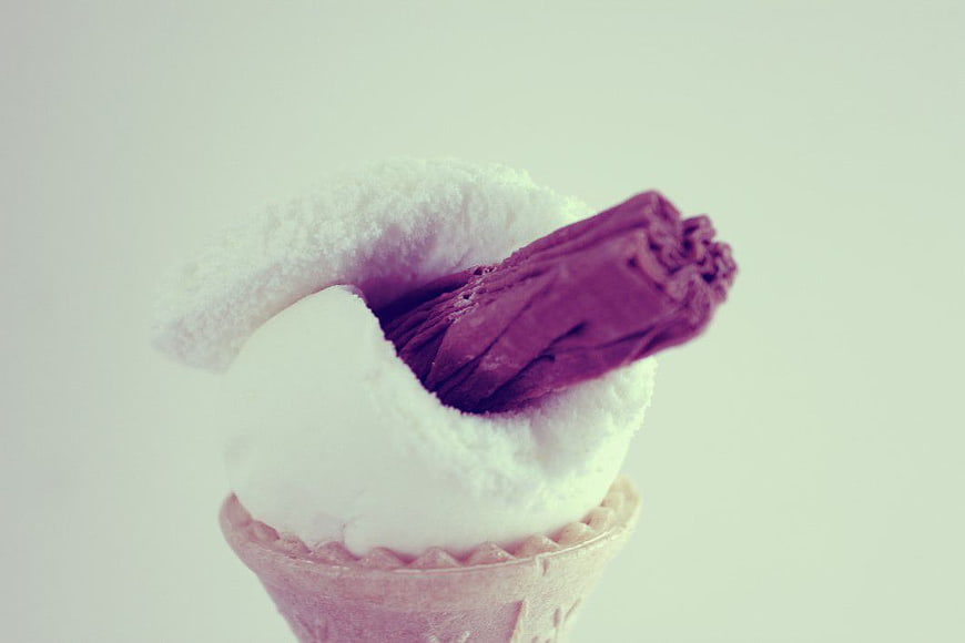 Vintage Ice Cream Cone with Chocolate Wafer