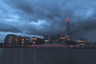 Moody London Skyline with The Shard at Dusk