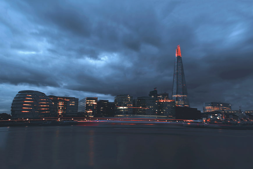 Moody London Skyline with The Shard at Dusk