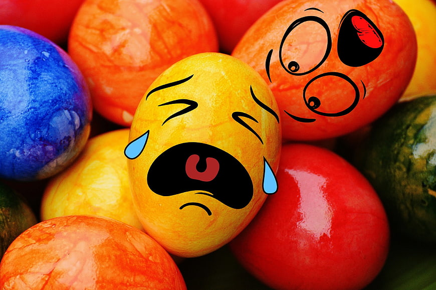 Colorful Easter Eggs with Cartoon Emojis