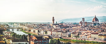 Panoramic View of Florence Skyline with Duomo and Ponte Vecchio