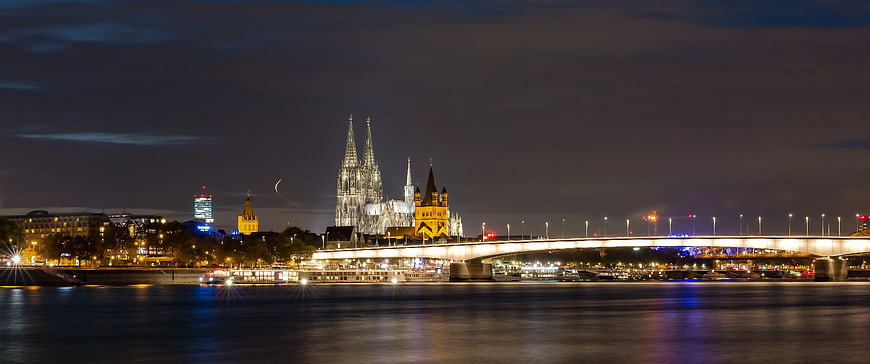 Cologne Cathedral and Hohenzollern Bridge at Night