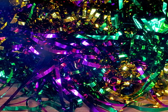 Colorful shiny metallic party ribbons background