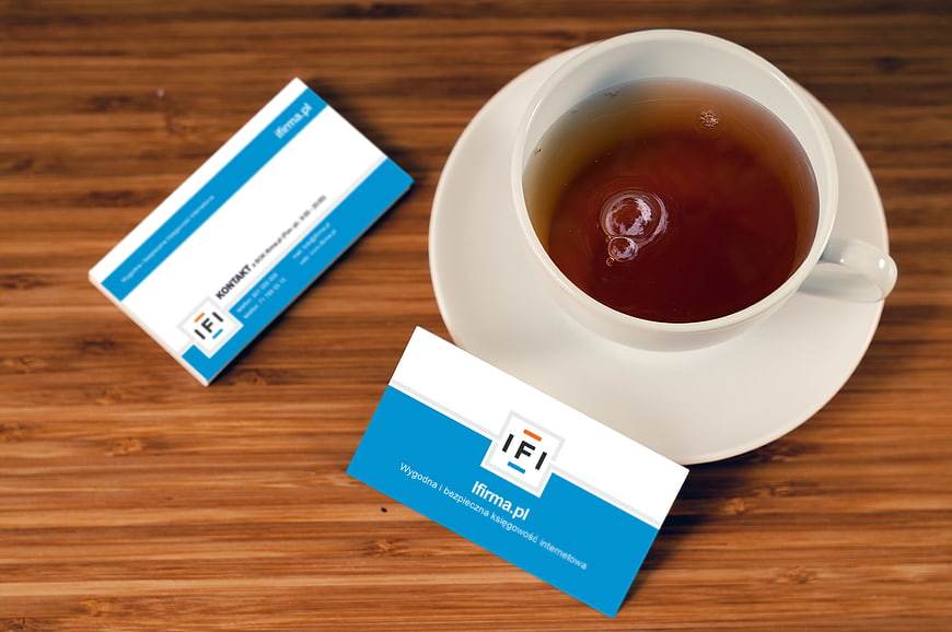 Business Card Mockup With Coffee Cup On Wooden Table