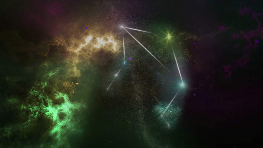 Digital Illustration of Constellation in Colorful Cosmic Nebula