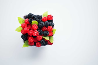 Top View of Mixed Berry Gummy Candies in Plastic Container