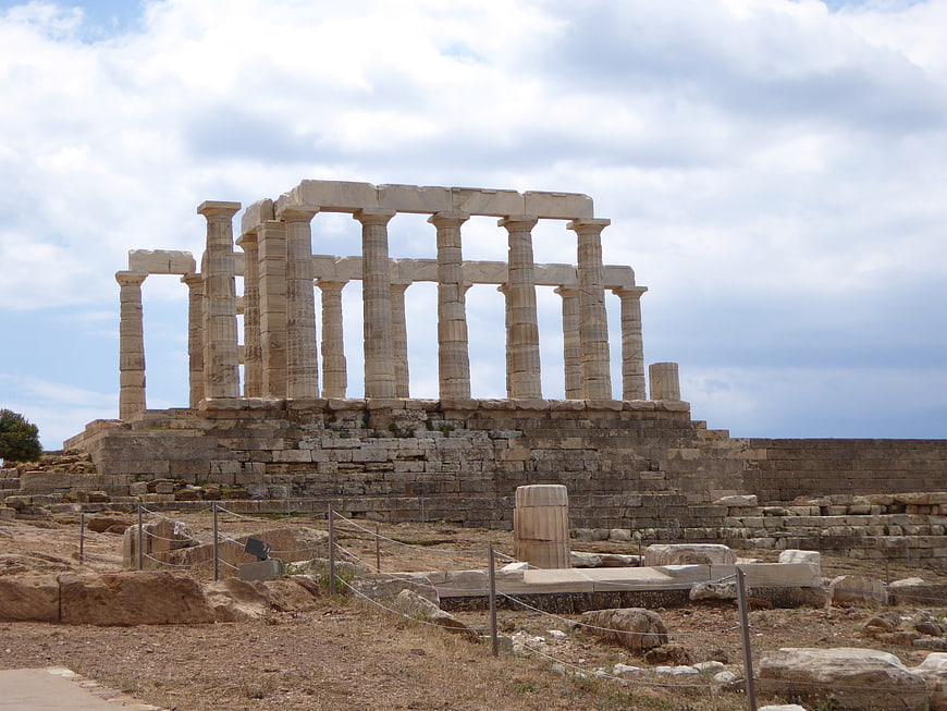 Ancient Greek Temple Ruins on Sunny Day