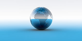 3D Blue Glass Globe with Africa and Europe on Gradient Background